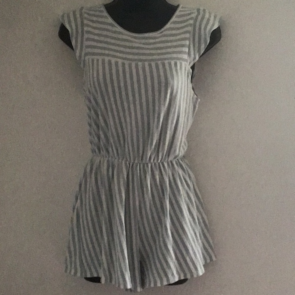 Stripe Cap Sleeve Romper